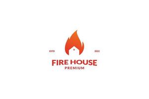 Flat fire house logo design vector template illustration