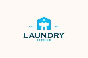 Flat laundry house logo design vector template illustration