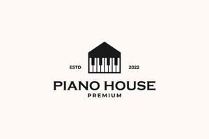 ilustración de plantilla de vector de diseño de logotipo de casa de piano plano