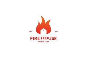 Flat fire house logo design vector template illustration