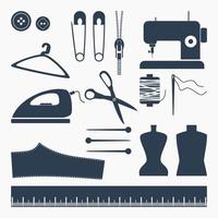 Editable Vector of Monochrome Sewing Equipment Illustration Icons Collection Set