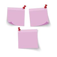 pegar papel de nota con aislamiento de color rosa sobre fondo blanco, ilustración vectorial vector