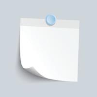 Blank White Sticky Note isolate on gray background, vector illustration