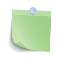 Blank Green Sticky Note isolate on gray background, vector illustration