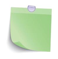 Blank Green Sticky Note isolate on gray background, vector illustration