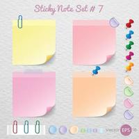 Stick note paper with Color set Isolate on white  background,Vector  Illustration vector