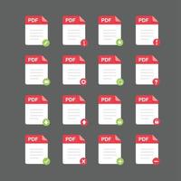 PDF files icon set , vector design element