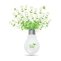 ECO Energy design with tree growing from bulbs.vector ilusstration vector