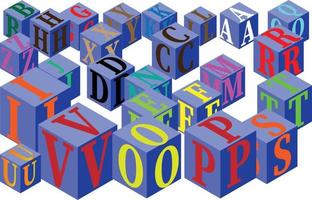 colorful A-Z alphabet using isometric squares. Alphabet vector. vector