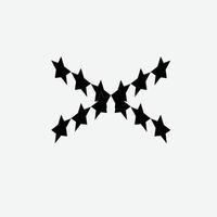 vector black and white star styled like a plus symbol in isometric mode, on a black and white background