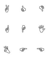 9 colección de poses de manos utilizadas para material de diseño vector