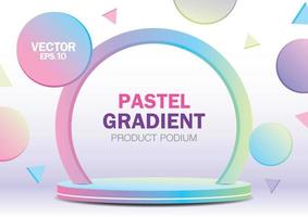 Cute pastel gradient scene with product display podium 3d illustration vector. vector