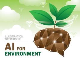 Artificial intelligence for environment illustration vector with copy space.