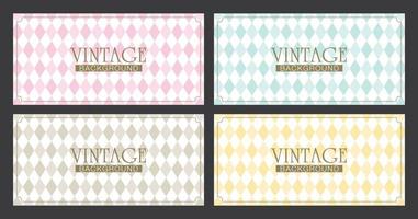 Diamond pattern background vector collection in vintage style.