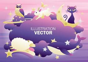 Dazzling illustration vector in wonderful night and magical dream concept.