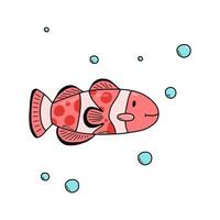 Cute doodle cartoon sea fish. Vector illustration.