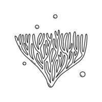 Cute doodle sea algae. Coloring page for kids. Vector illustration.