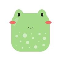 Square forest animal cartoon face. Cute icon frog. Vector illustration.