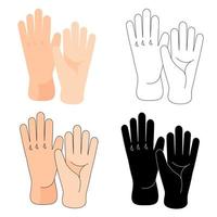 Hands in vector, beige, black, contours, collection vector