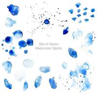 Set of Vector Watercolor Spots in Blue Colors