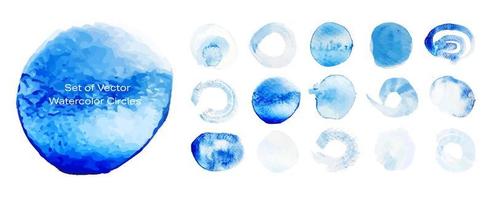 Decorative Vector Watercolor Circles in Blue Colors