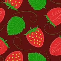 jugosas fresas frescas sin costuras patrón vectorial. perfecto para papel de regalo, textil, etc. vector