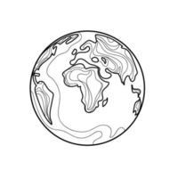 Earth globe Line art drawing world map vector illustration minimalist design,minimalism isolated on white background.Planet earth abstract art