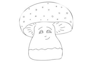 Mushrooms are painted in black and white, have a kind face, you can use them when printing postcards, clothes vector