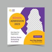 School admission social media post template vector