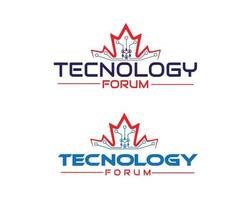 logotipo de tecnología con hoja canadiense vector