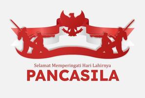 Selamat hari pancasila means Happy Pancasila Day, the symbol of the Republic of Indonesia vector