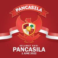 Selamat hari pancasila means happy pancasila day the symbol of the republic of indonesia vector