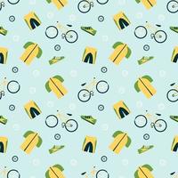 Hand drawn world bicycle day seamless pattern. vector