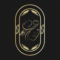 Luxury gold beauty hair salon logo design vector