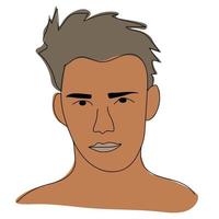 Doodle illustration of a guy with dark hair vector