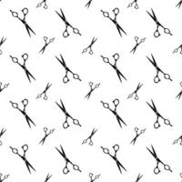 Vector black and white illustration of a pattern of hairdressing scissors