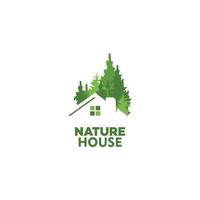 Pines House Residence Vector Logo Template. The logo is a pine tree by combining. It symbolizes the environment, protection, peace, growth, nature, ecological and environmental concepts.