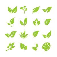 Simple flat green leaf design vector The concept of forest preservation by using natural products