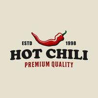 Vintage Retro Hot Spicy Restaurant Logo Design. With smoke, fire, and chili icon. Premium, and luxury food logo template