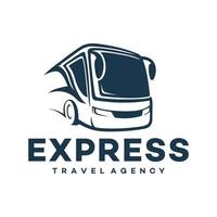 Travel bus illustration, logo on light background