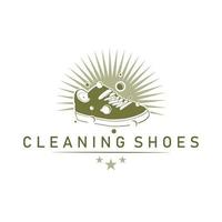 plantilla de logotipo de empresa de lavado de zapatos de limpieza. Ilustración de vector de cuidado de zapatos