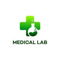 concepto de diseño de logotipo de laboratorio natural, símbolo creativo de ciencia y medicina, plantilla de logotipo de laboratorio ecológico médico vector