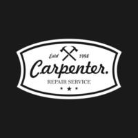 elementos de diseño de carpintero en estilo vintage para logos, etiquetas, emblemas, insignias, camisetas. Ilustración de vector de carpintería retro.