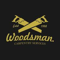Carpenter design elements in vintage style for logos, labels, badges, t-shirts. Retro carpentry vector illustration