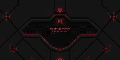 Geometric shape futuristic technology red black abstract background vector