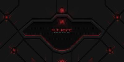 Geometric shape futuristic technology red black abstract background vector