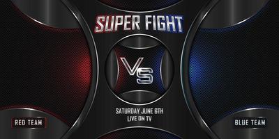 Versus battle super fight realistic 3d screen banner with modern metallic logo vector