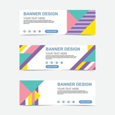 Colorful geometric shapes banner and template