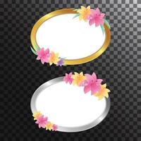 Gold and silver spring floral frame vector