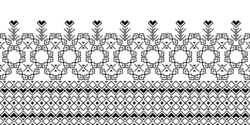 Seamless inspired embroidery pattern, Vector horizontal seam fabric ornamentals design for fashion clothes, fabric, textile, decoration background.